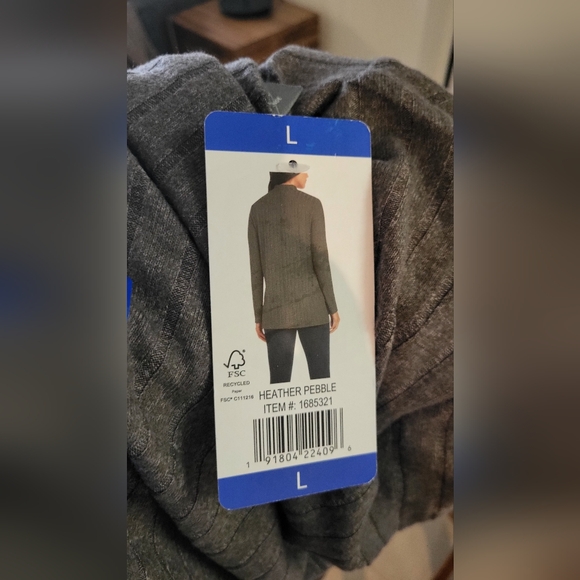 Matty M Women's Mock Neck Ribbed Tunic Top, Heather Pebble, Size L - Picture 5 of 5